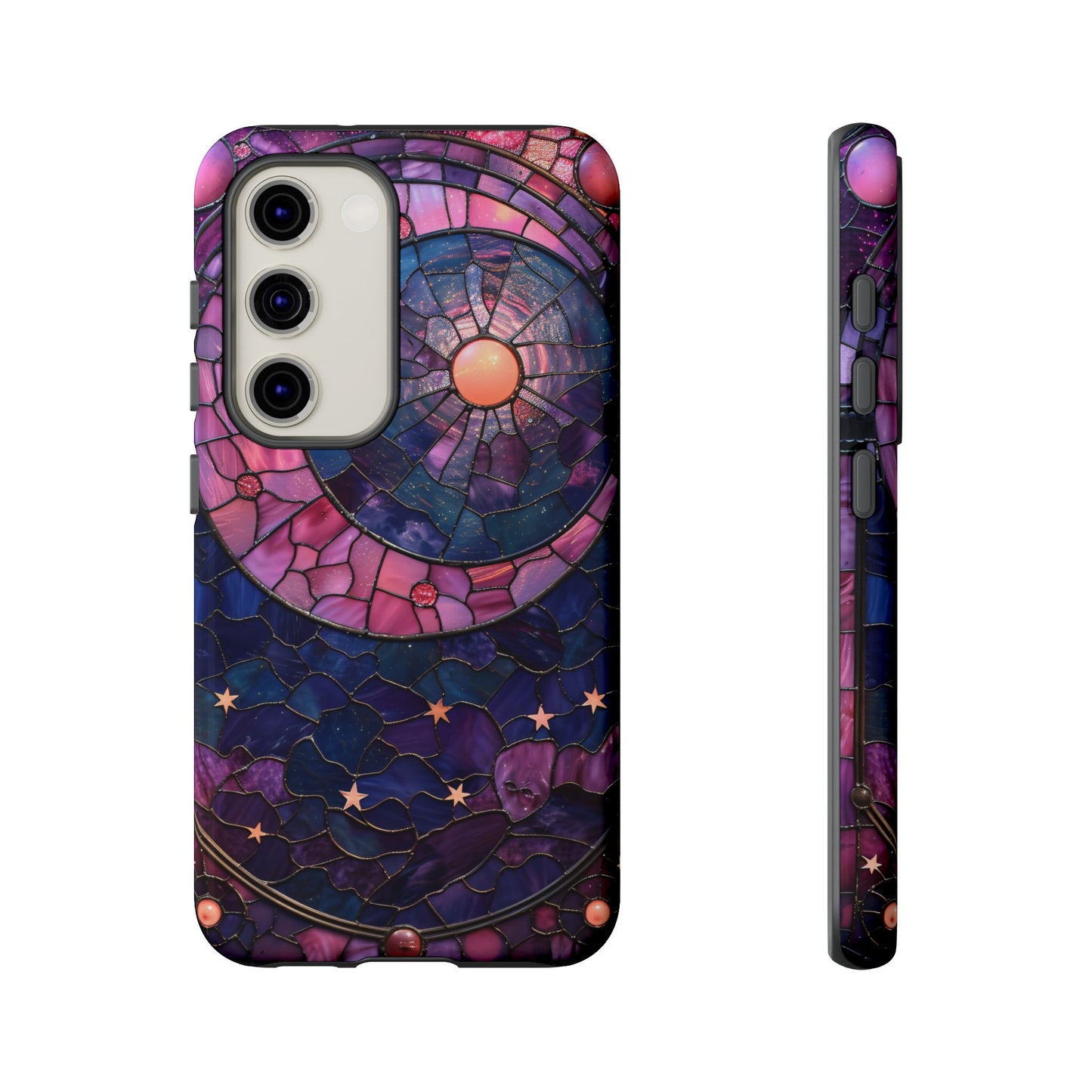 Pink Moon Tough Phone Cases in Stained Glass Design