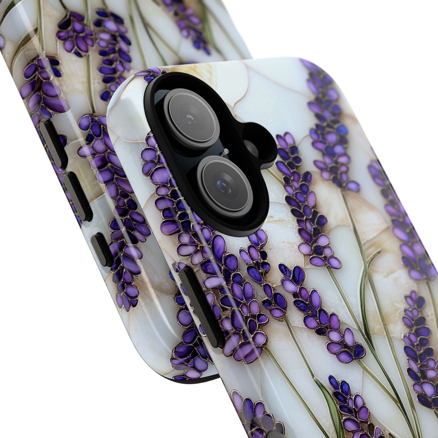 Floral Phone Case With Lavender in Stained Glass Motif