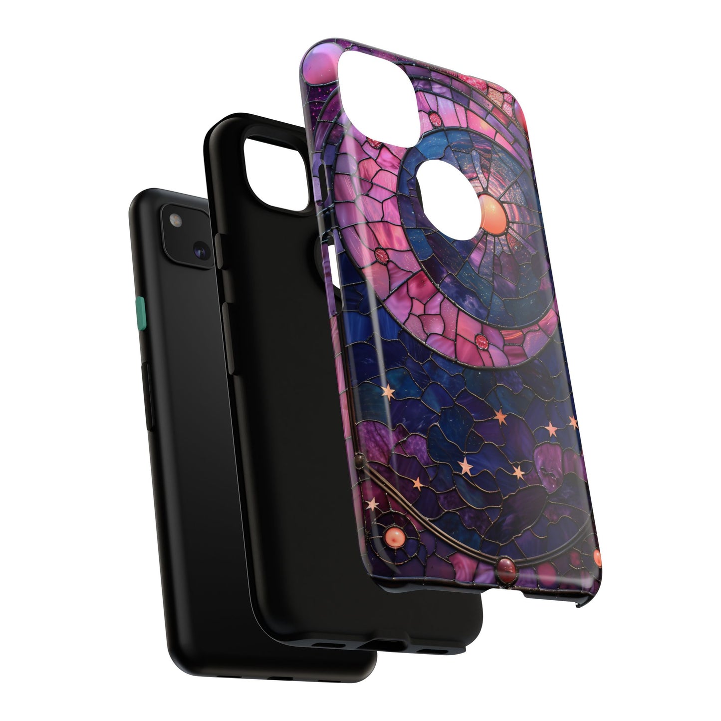 Pink Moon Tough Phone Cases in Stained Glass Design