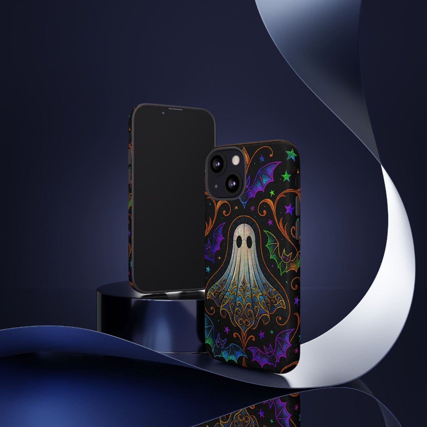 Spooky Cute Ghost Phone Cases - Adorable Neon Bats