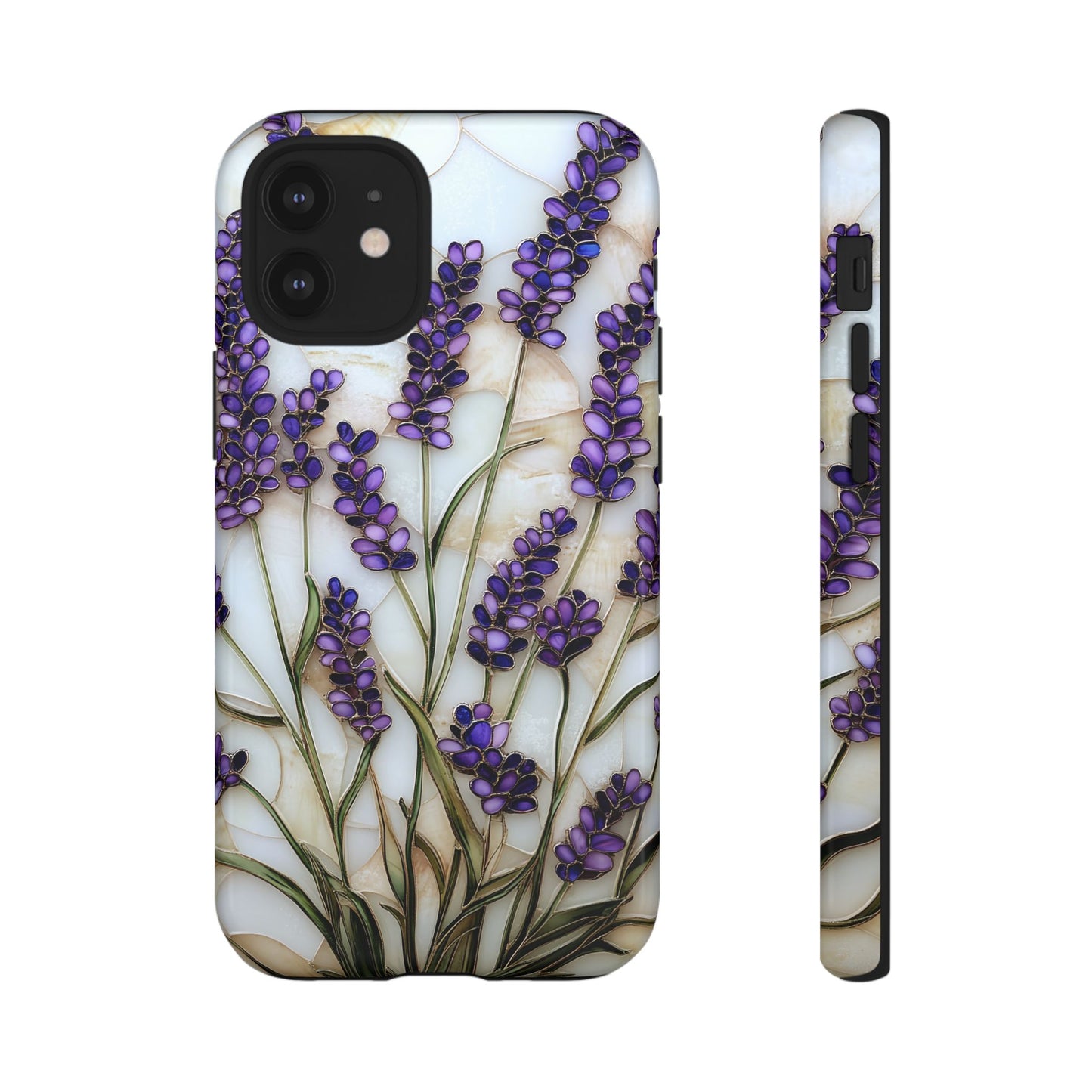 Floral Phone Case With Lavender in Stained Glass Motif
