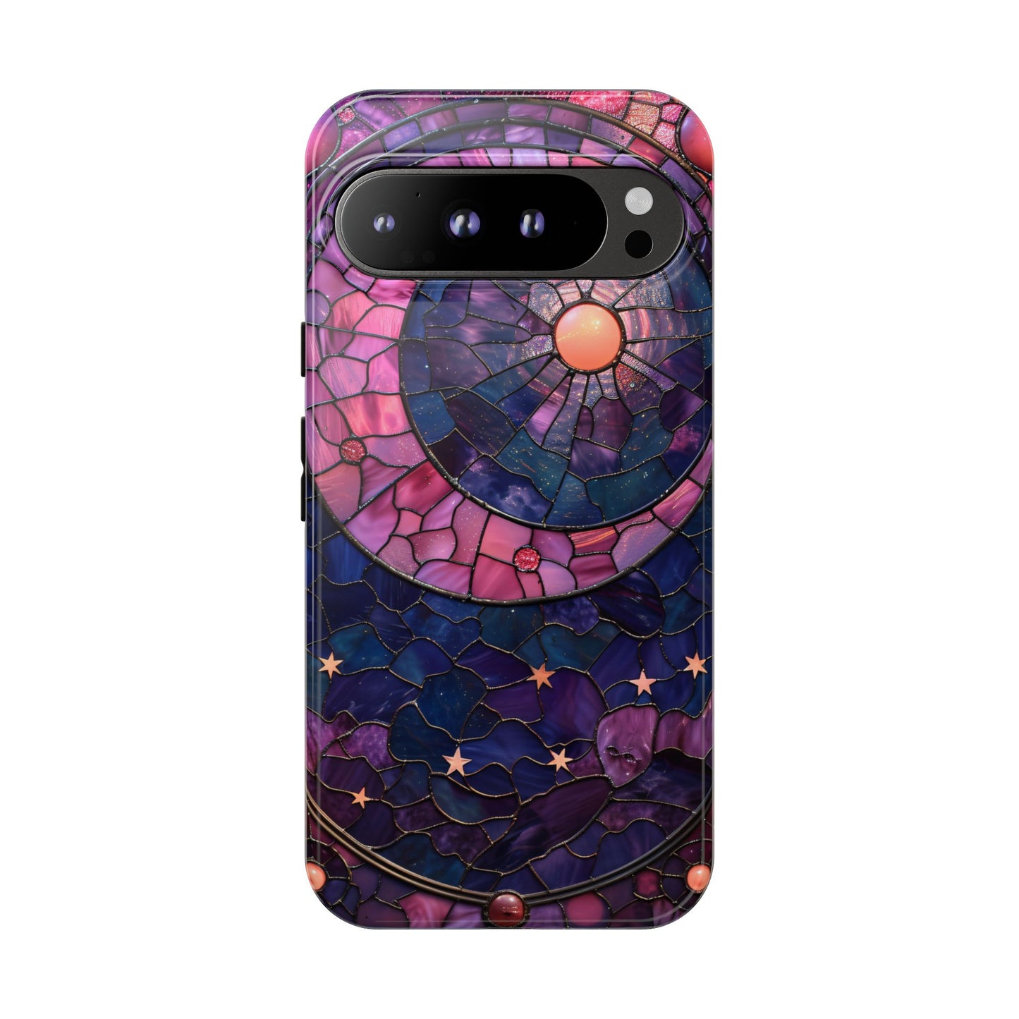 Pink Moon Tough Phone Cases in Stained Glass Design