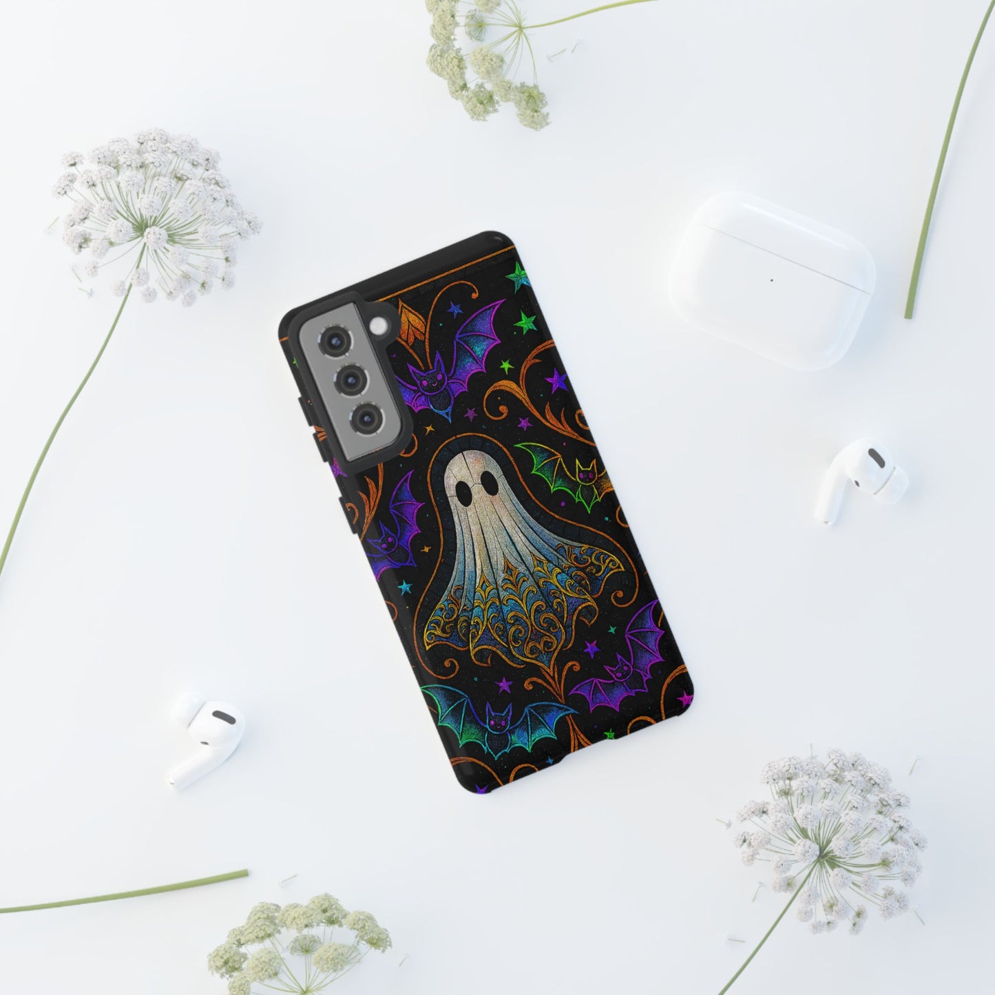 Spooky Cute Ghost Phone Cases - Adorable Neon Bats