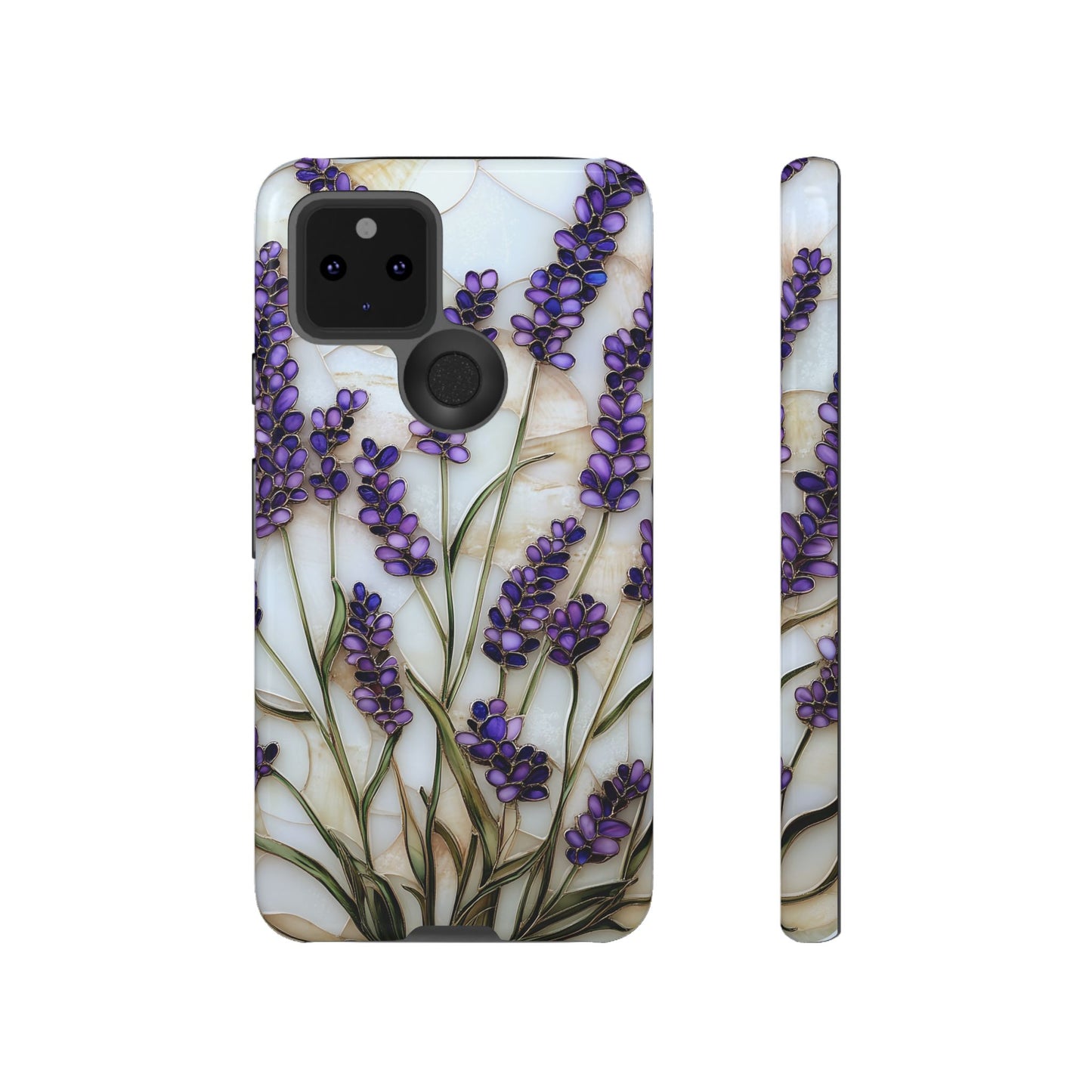 Floral Phone Case With Lavender in Stained Glass Motif