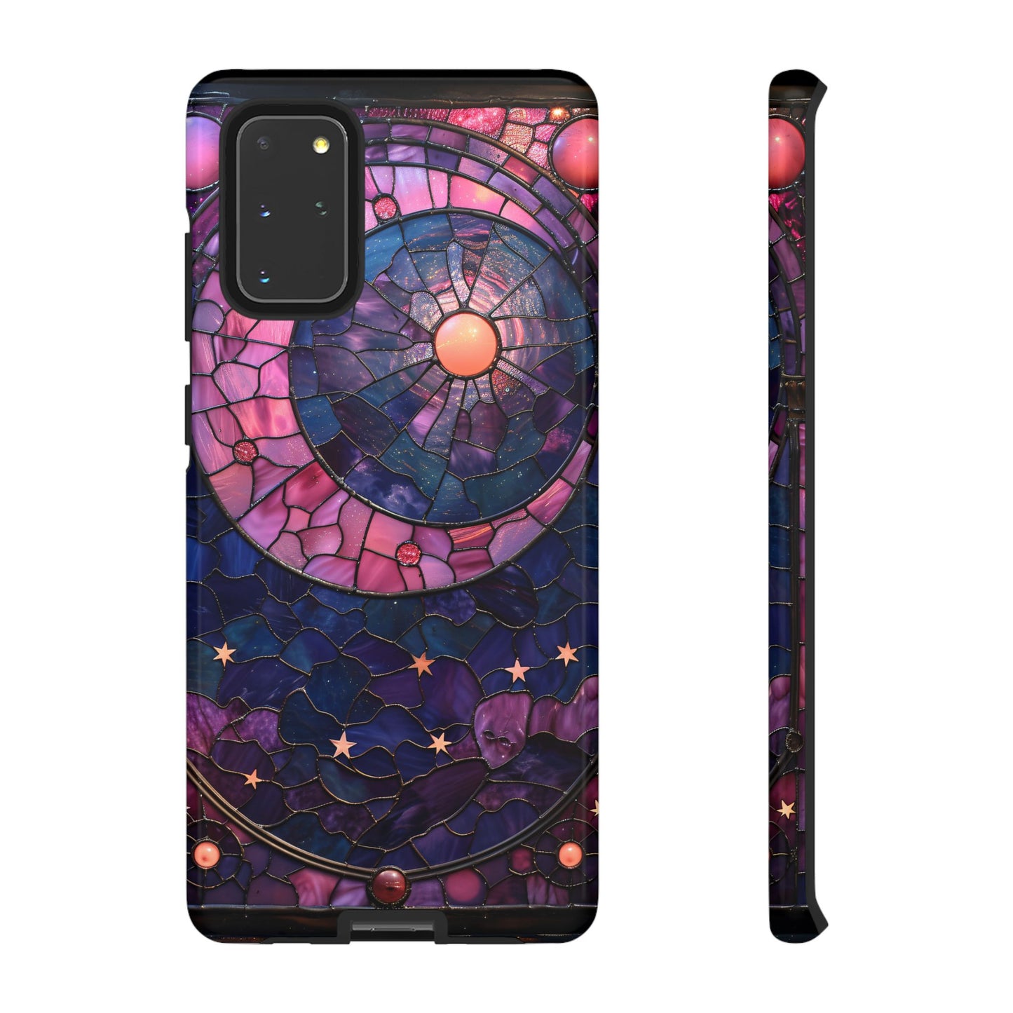 Pink Moon Tough Phone Cases in Stained Glass Design