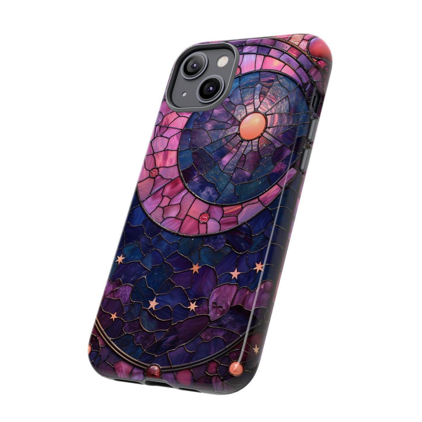 Pink Moon Tough Phone Cases in Stained Glass Design