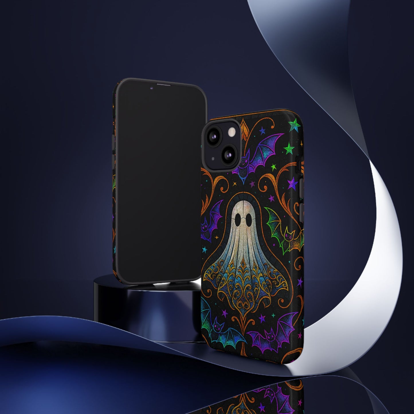 Spooky Cute Ghost Phone Cases - Adorable Neon Bats