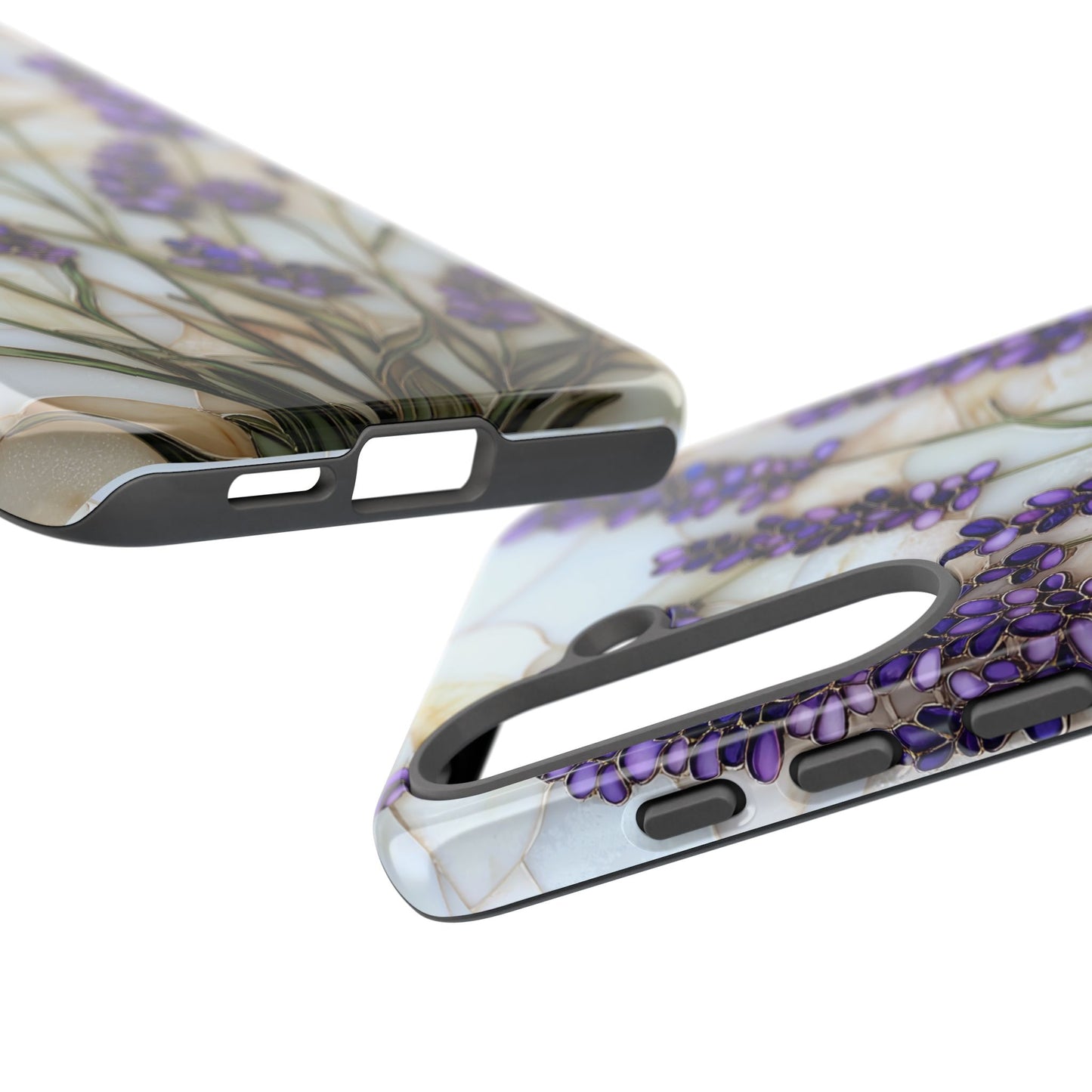 Floral Phone Case With Lavender in Stained Glass Motif