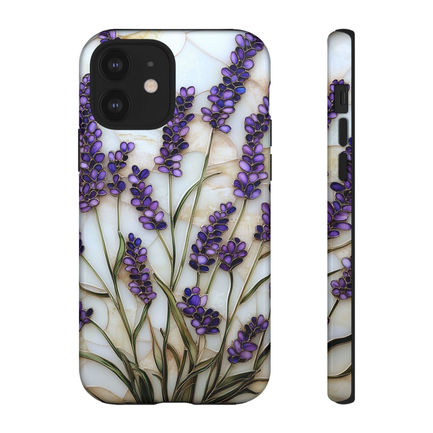 Floral Phone Case With Lavender in Stained Glass Motif
