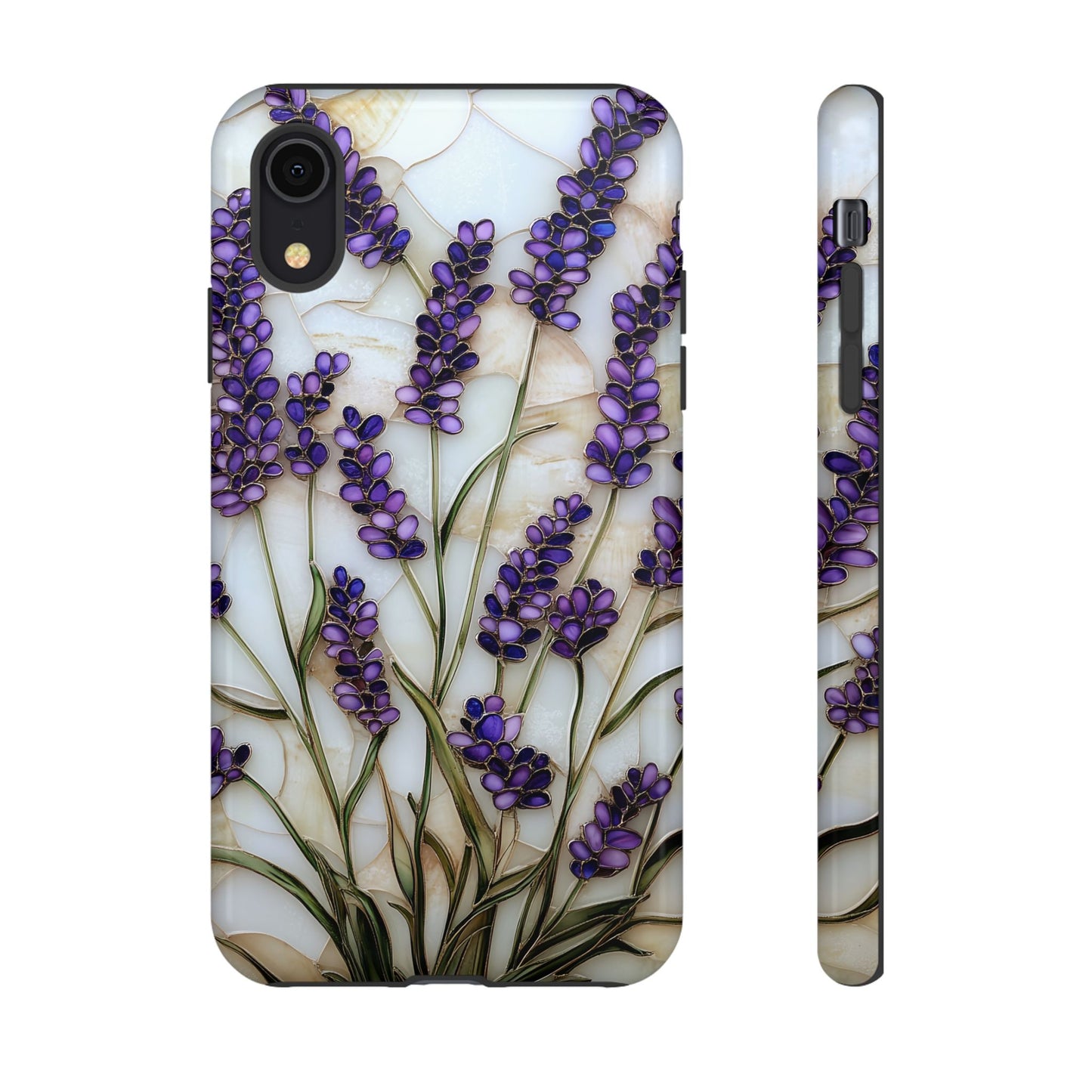 Floral Phone Case With Lavender in Stained Glass Motif