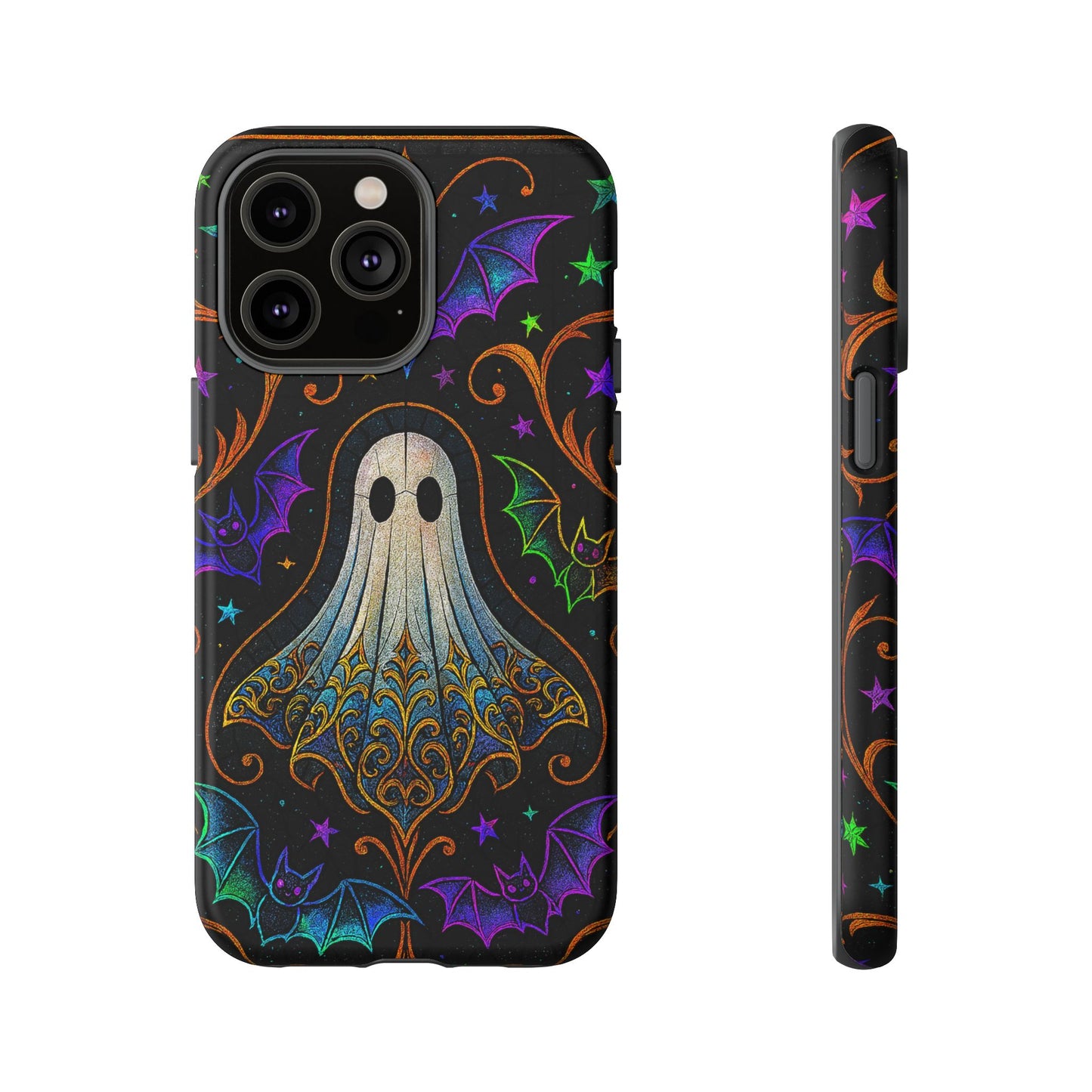 Spooky Cute Ghost Phone Cases - Adorable Neon Bats