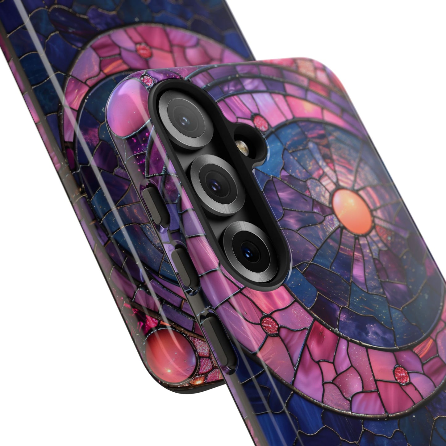 Pink Moon Tough Phone Cases in Stained Glass Design