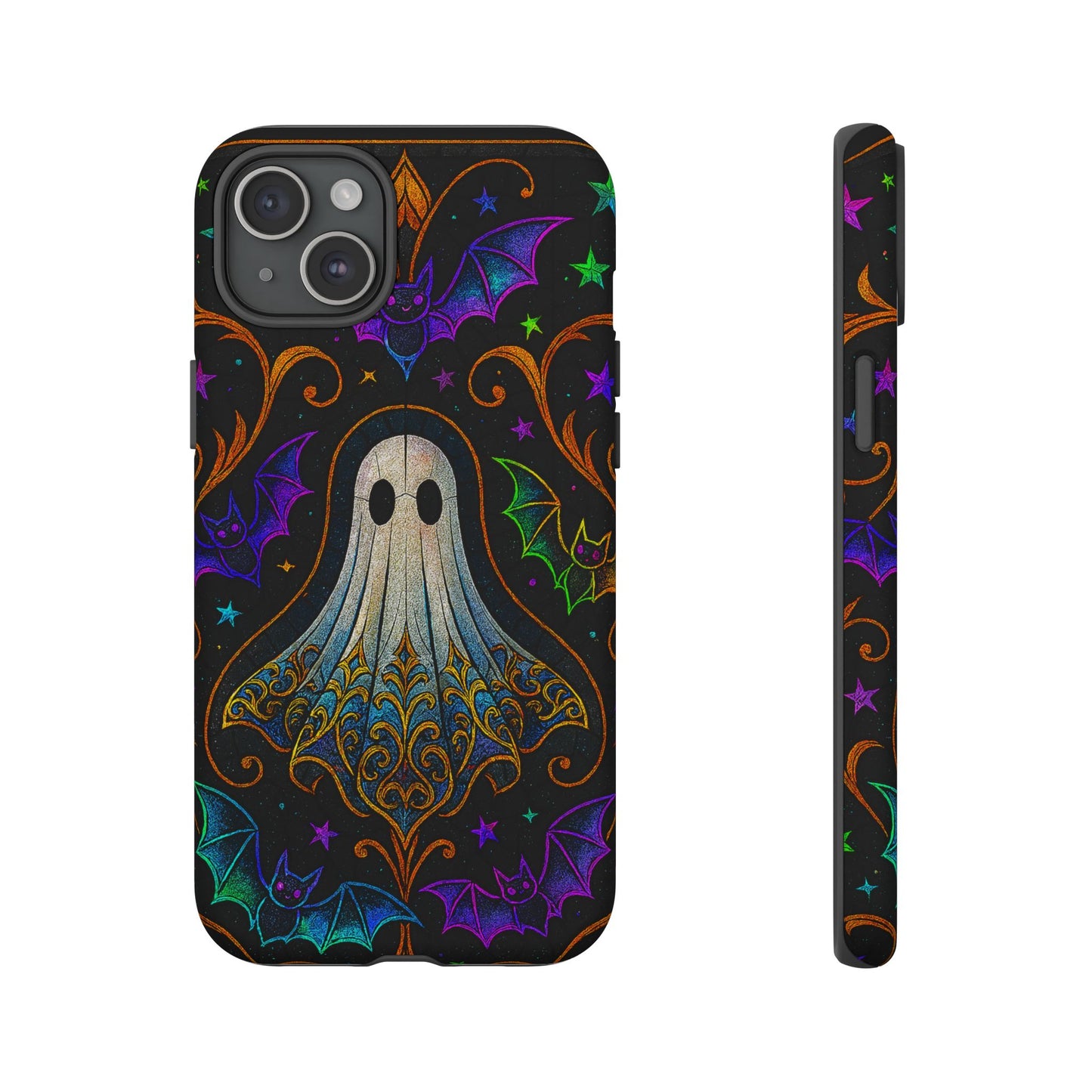 Spooky Cute Ghost Phone Cases - Adorable Neon Bats