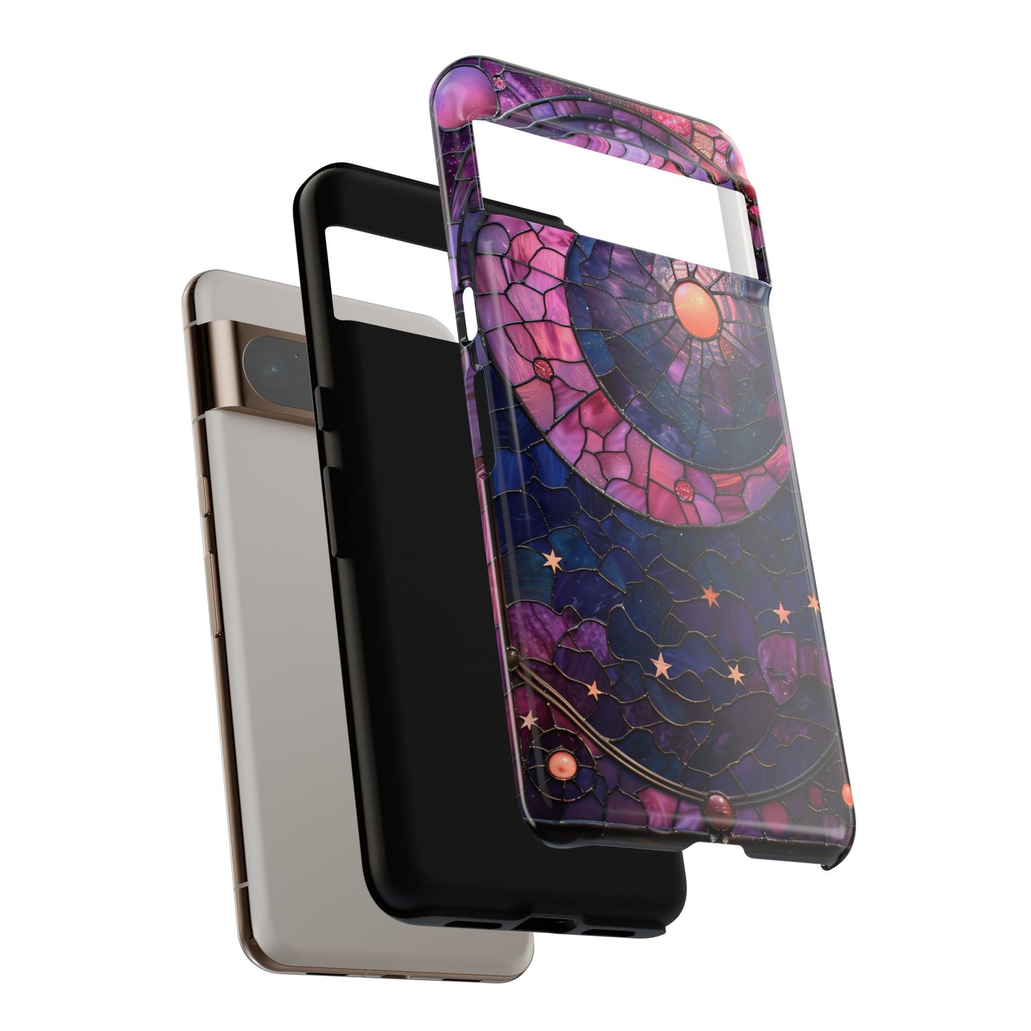 Pink Moon Tough Phone Cases in Stained Glass Design