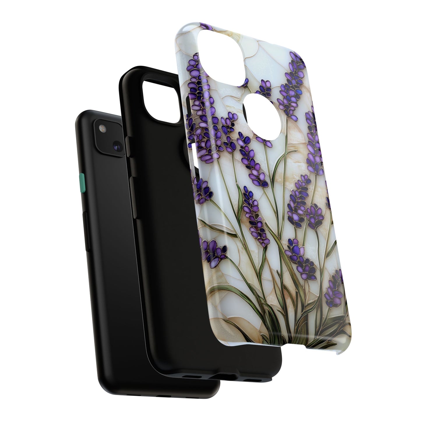 Floral Phone Case With Lavender in Stained Glass Motif