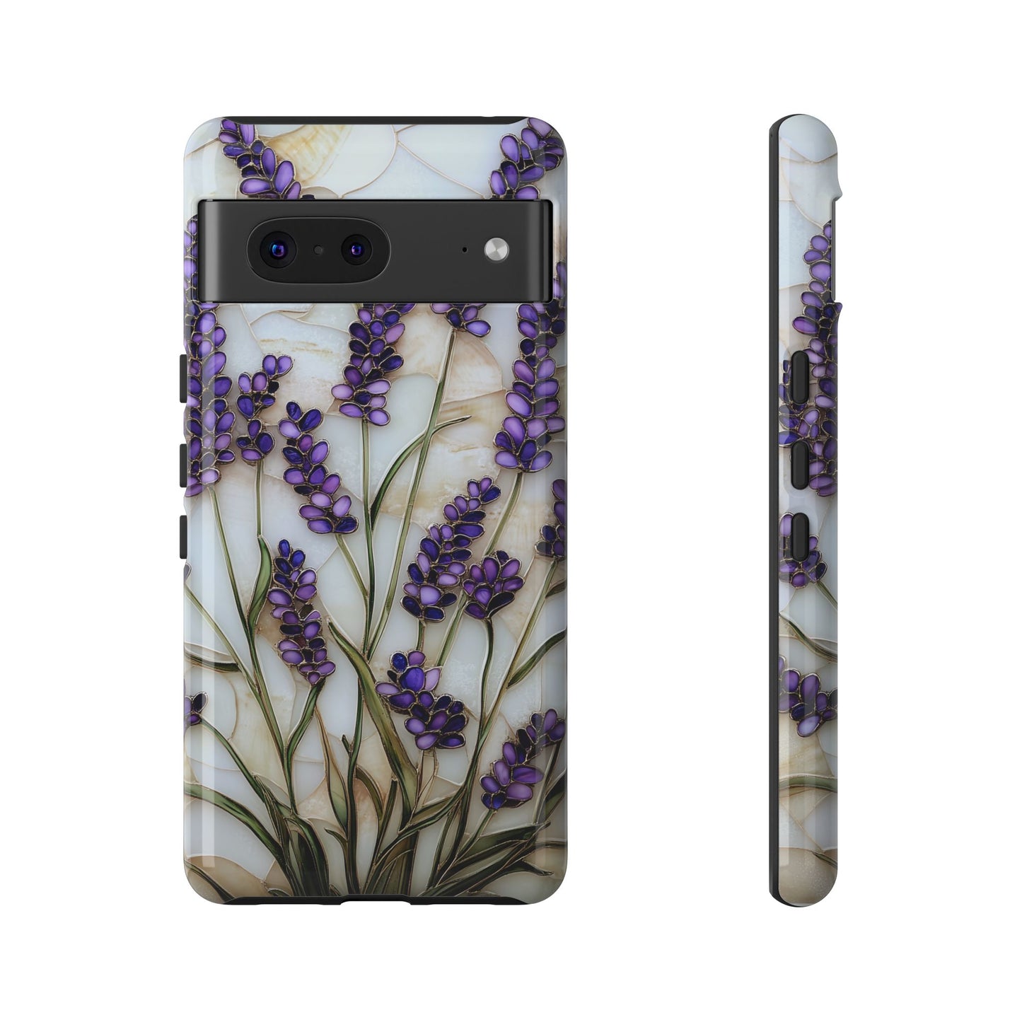 Floral Phone Case With Lavender in Stained Glass Motif