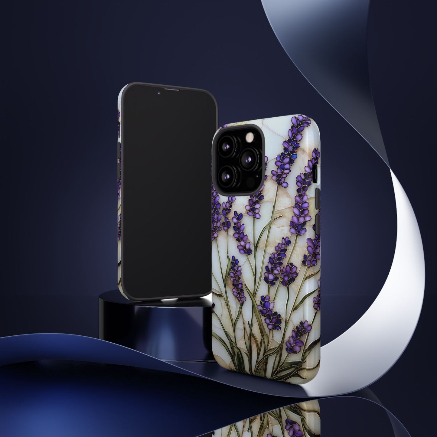 Floral Phone Case With Lavender in Stained Glass Motif