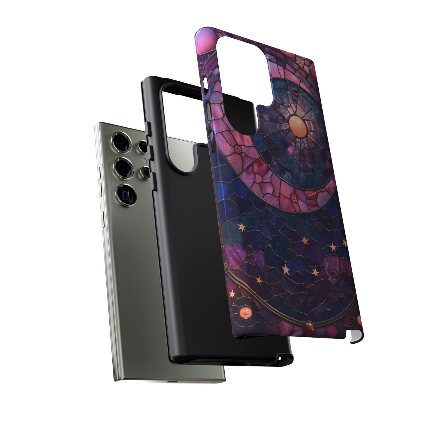 Pink Moon Tough Phone Cases in Stained Glass Design