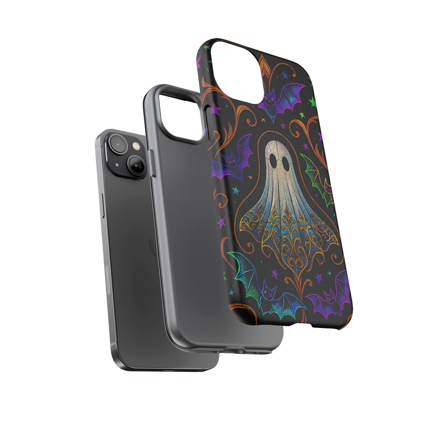 Spooky Cute Ghost Phone Cases - Adorable Neon Bats