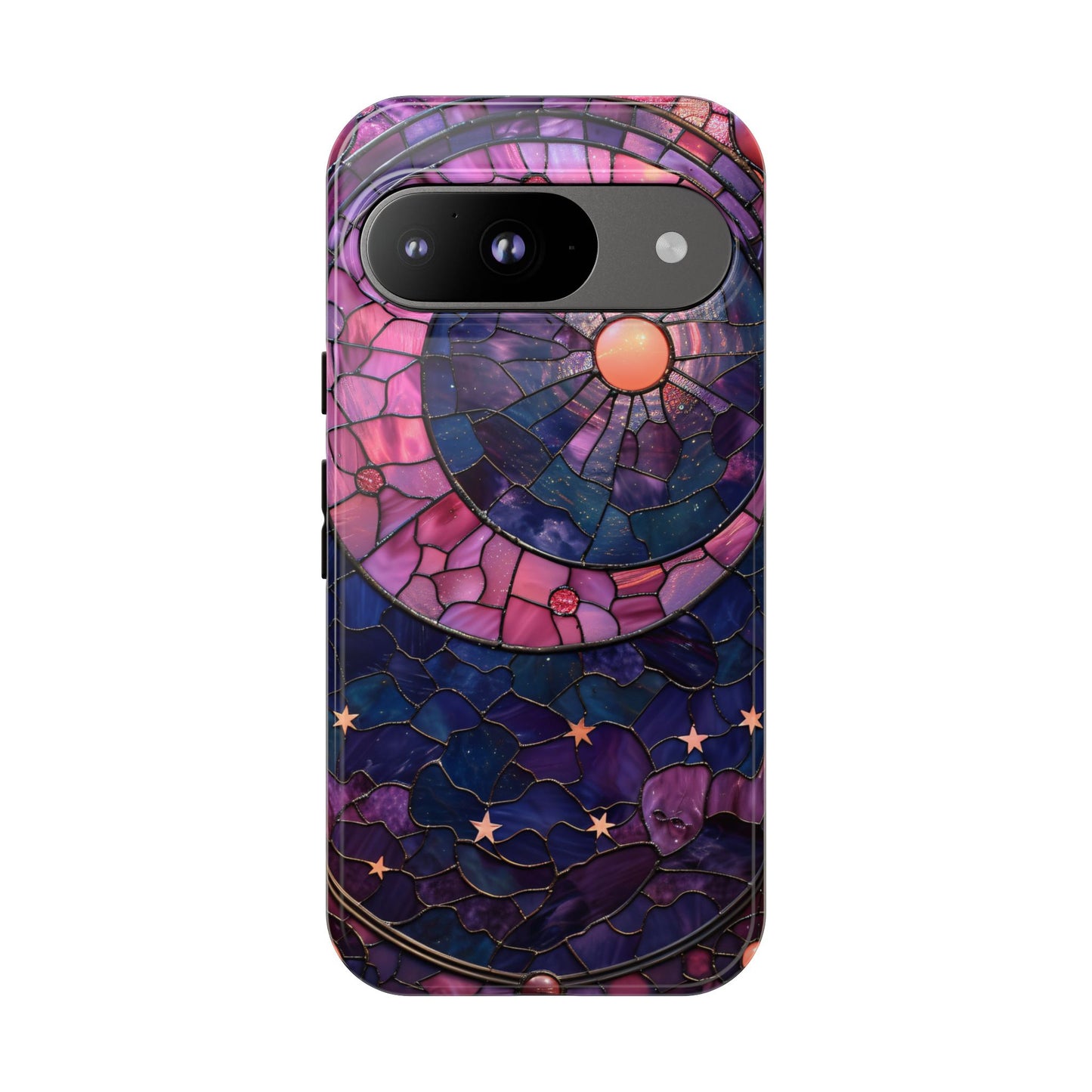 Pink Moon Tough Phone Cases in Stained Glass Design