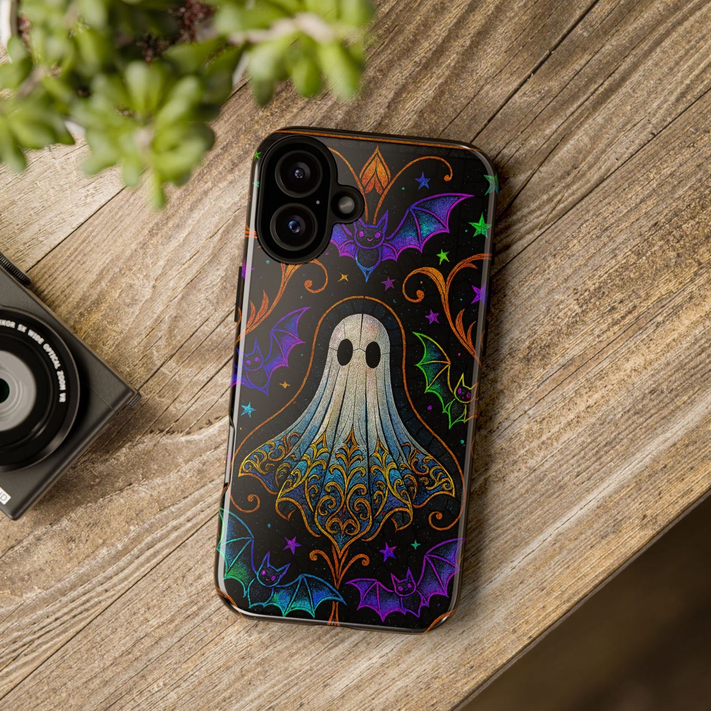 Spooky Cute Ghost Phone Cases - Adorable Neon Bats