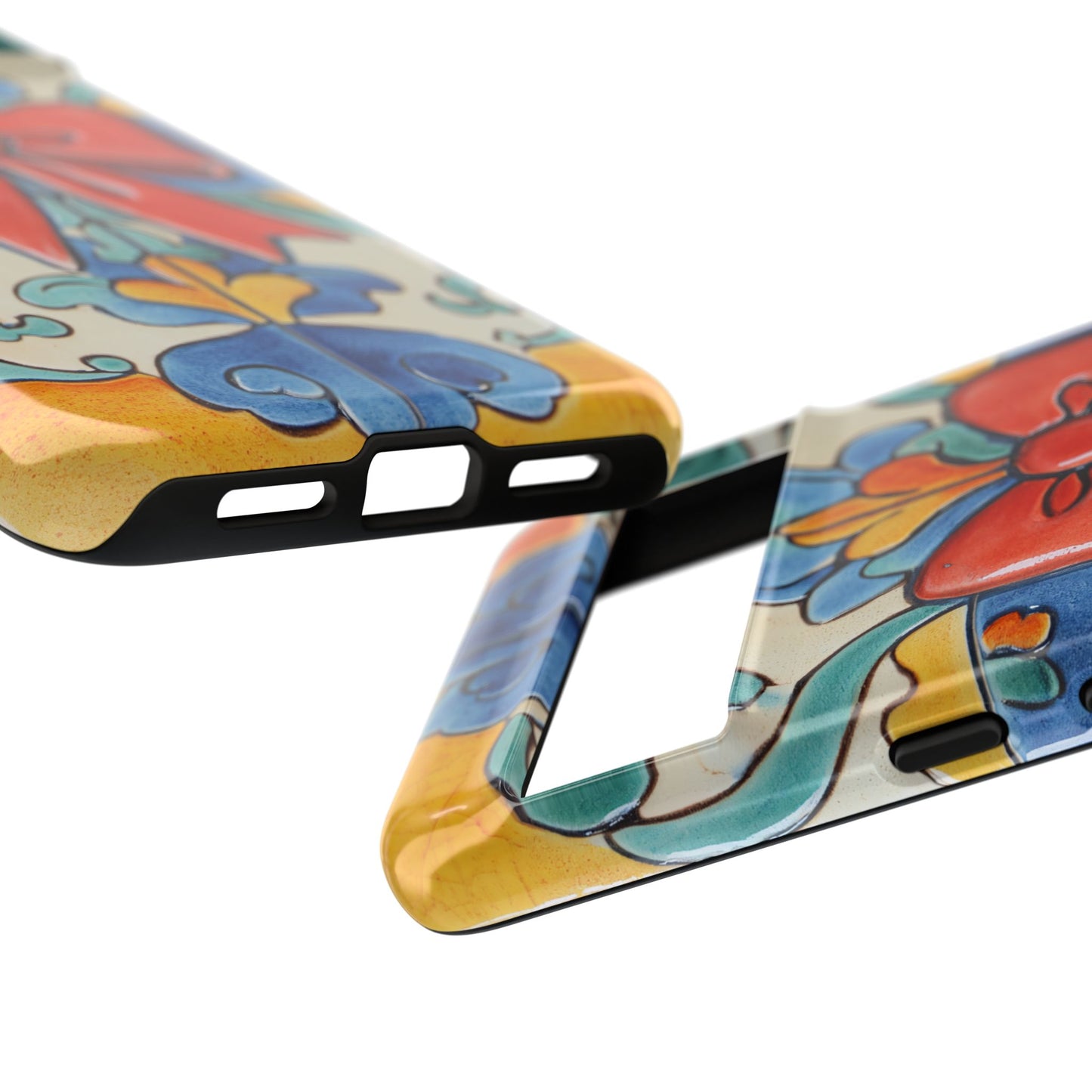 Colourful Ceramic Tile Design Phone Case With Red Bow