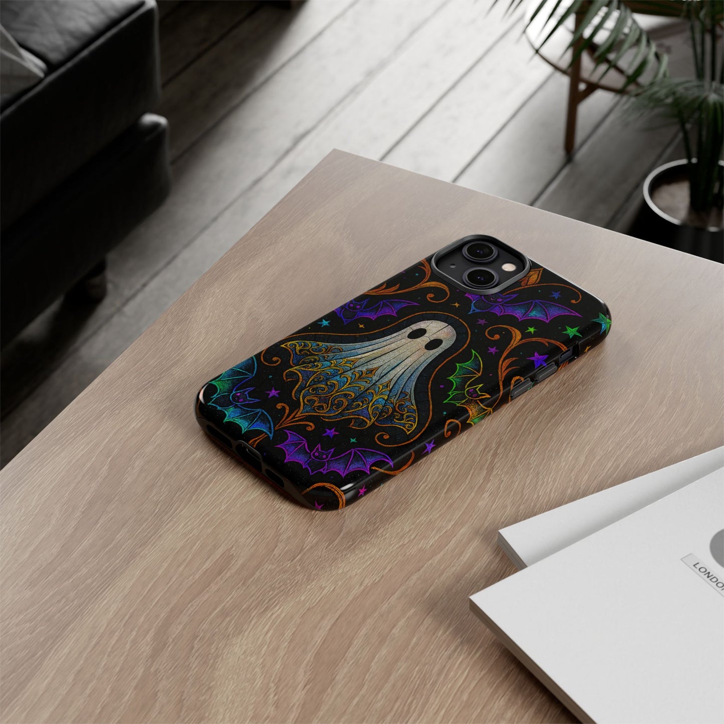 Spooky Cute Ghost Phone Cases - Adorable Neon Bats