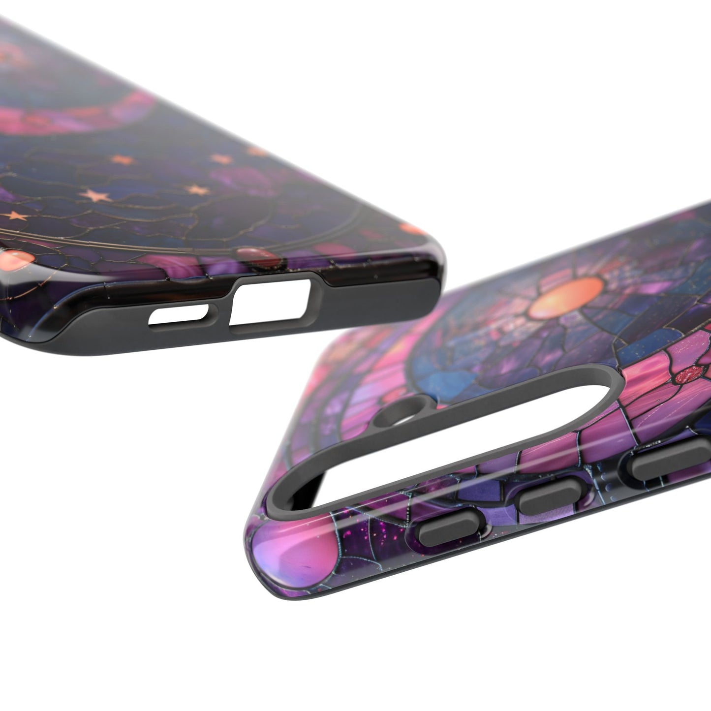 Pink Moon Tough Phone Cases in Stained Glass Design