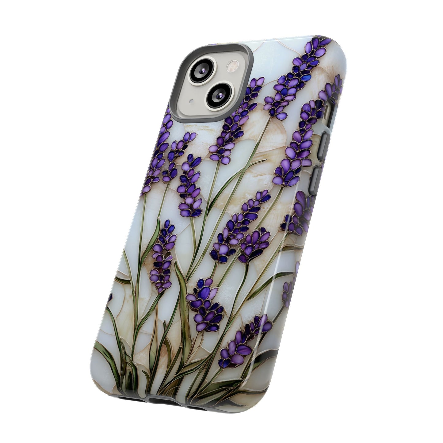 Floral Phone Case With Lavender in Stained Glass Motif