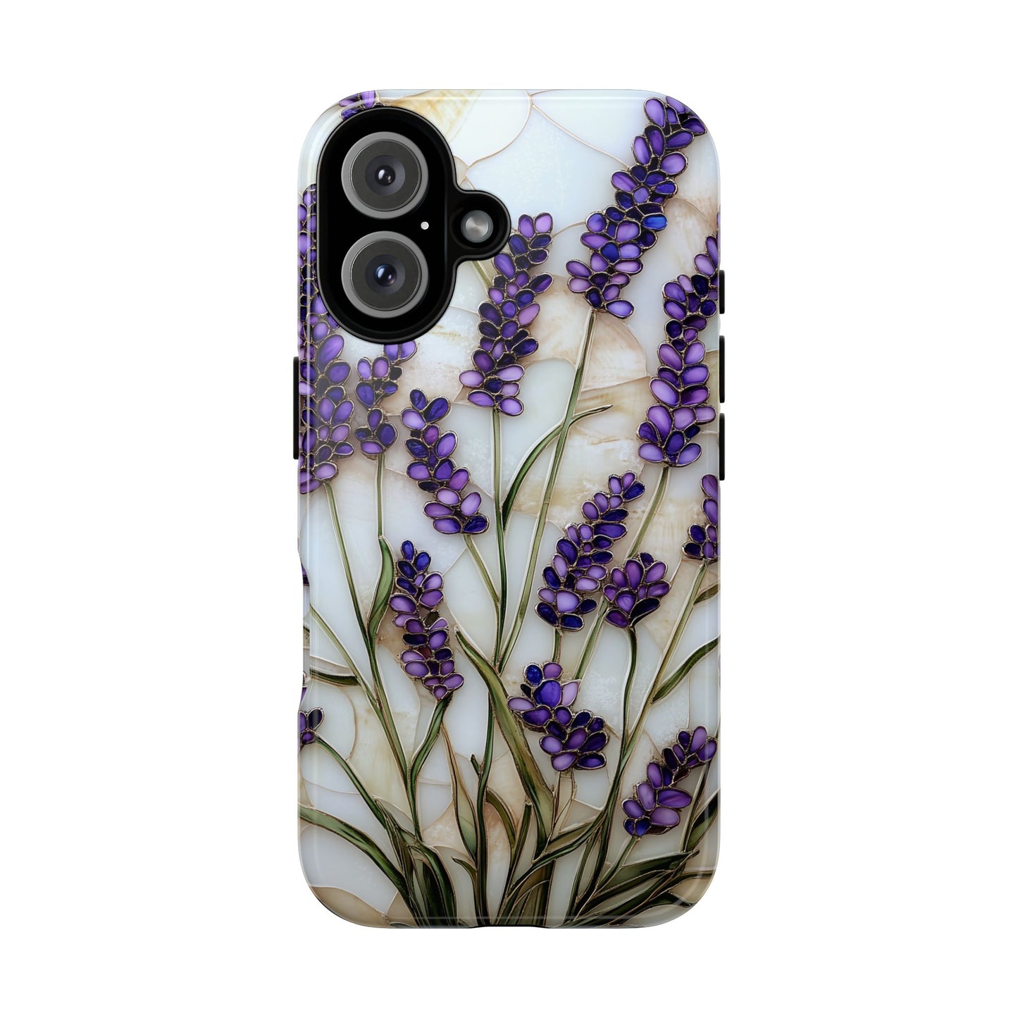 Floral Phone Case With Lavender in Stained Glass Motif