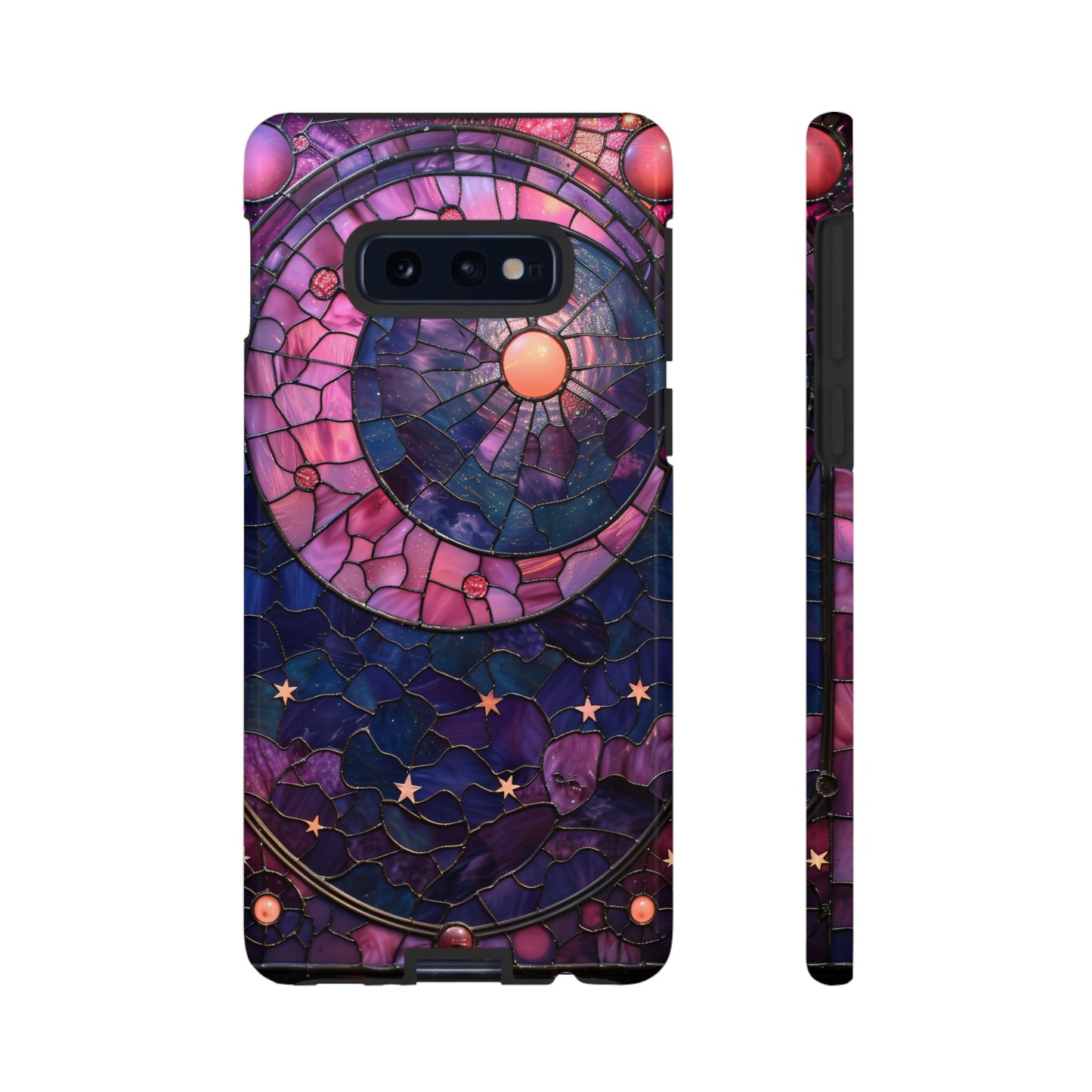Pink Moon Tough Phone Cases in Stained Glass Design
