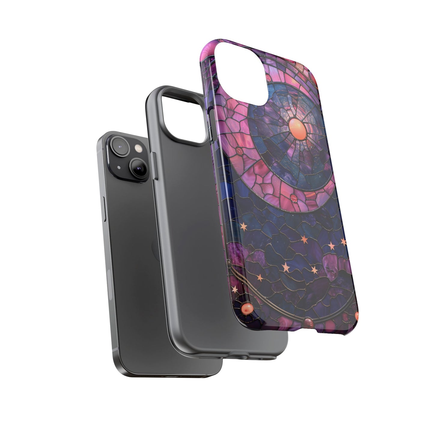 Pink Moon Tough Phone Cases in Stained Glass Design