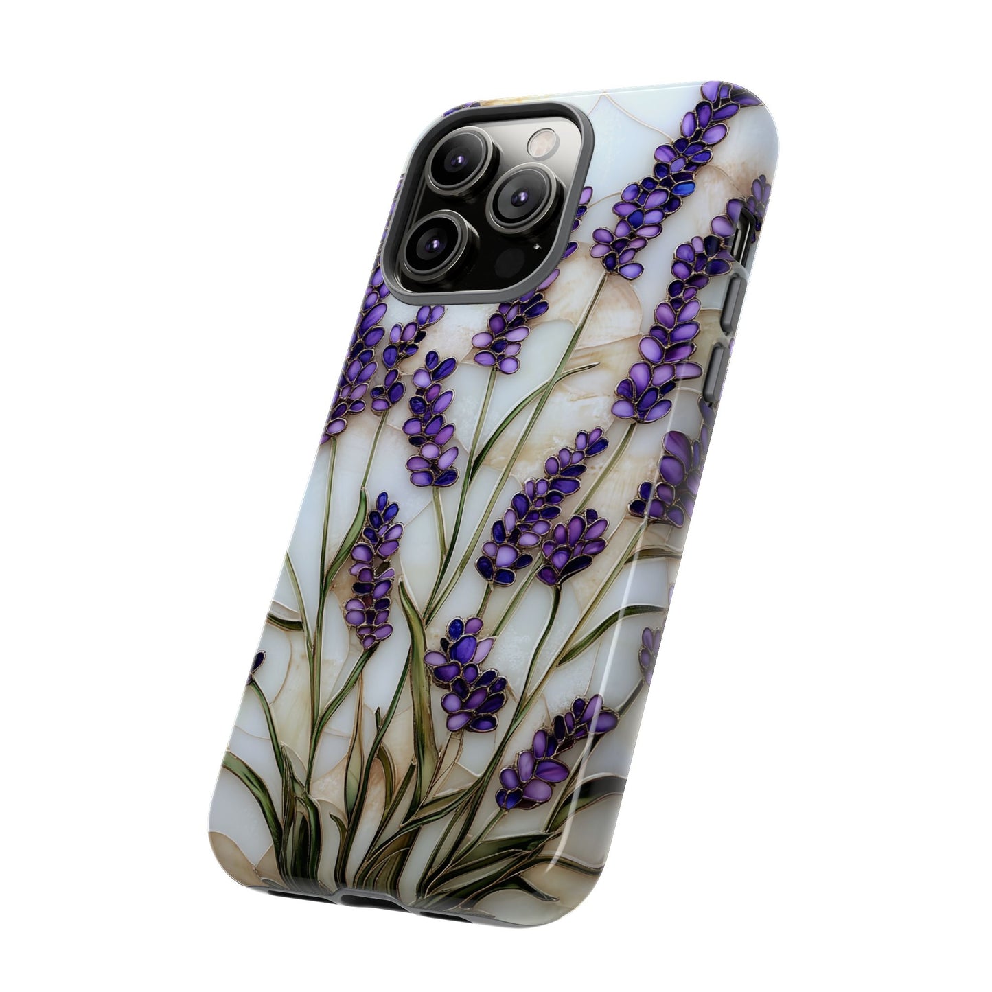 Floral Phone Case With Lavender in Stained Glass Motif