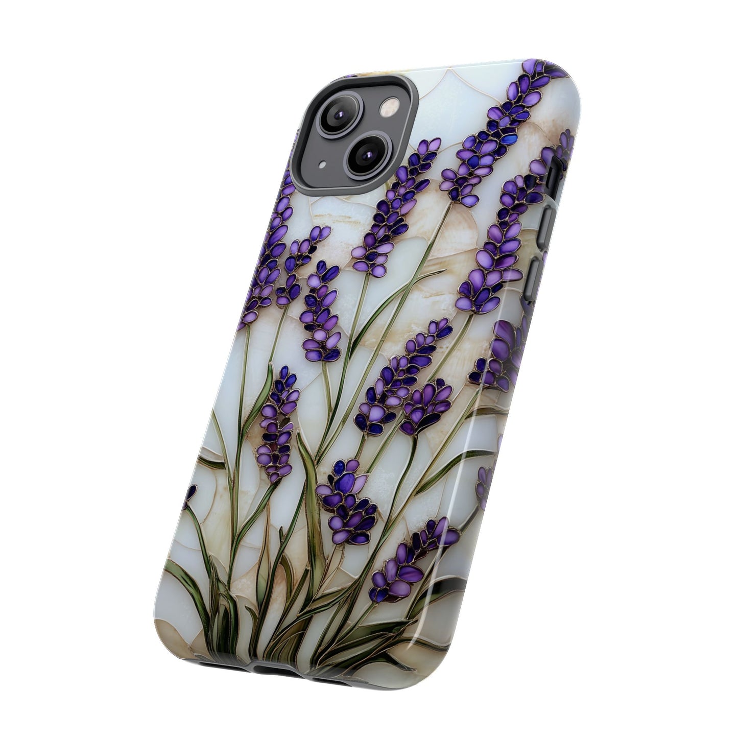 Floral Phone Case With Lavender in Stained Glass Motif