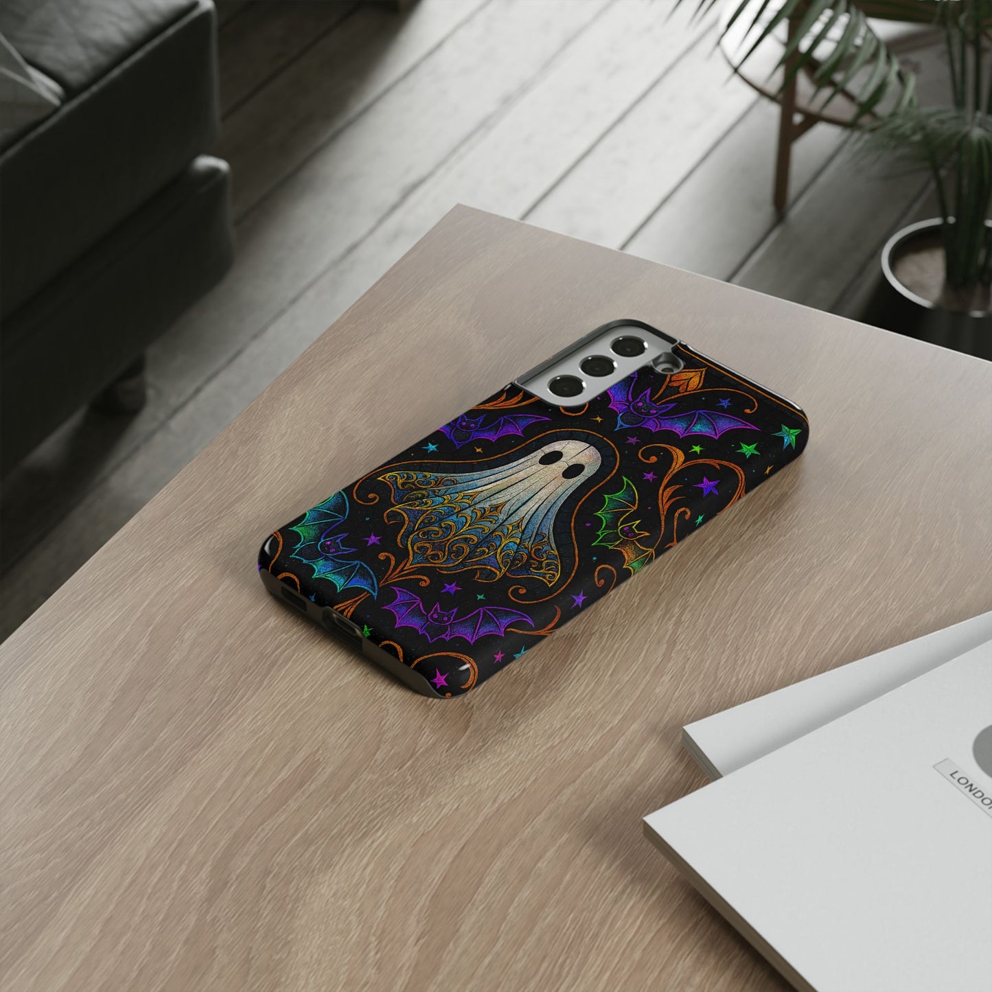 Spooky Cute Ghost Phone Cases - Adorable Neon Bats