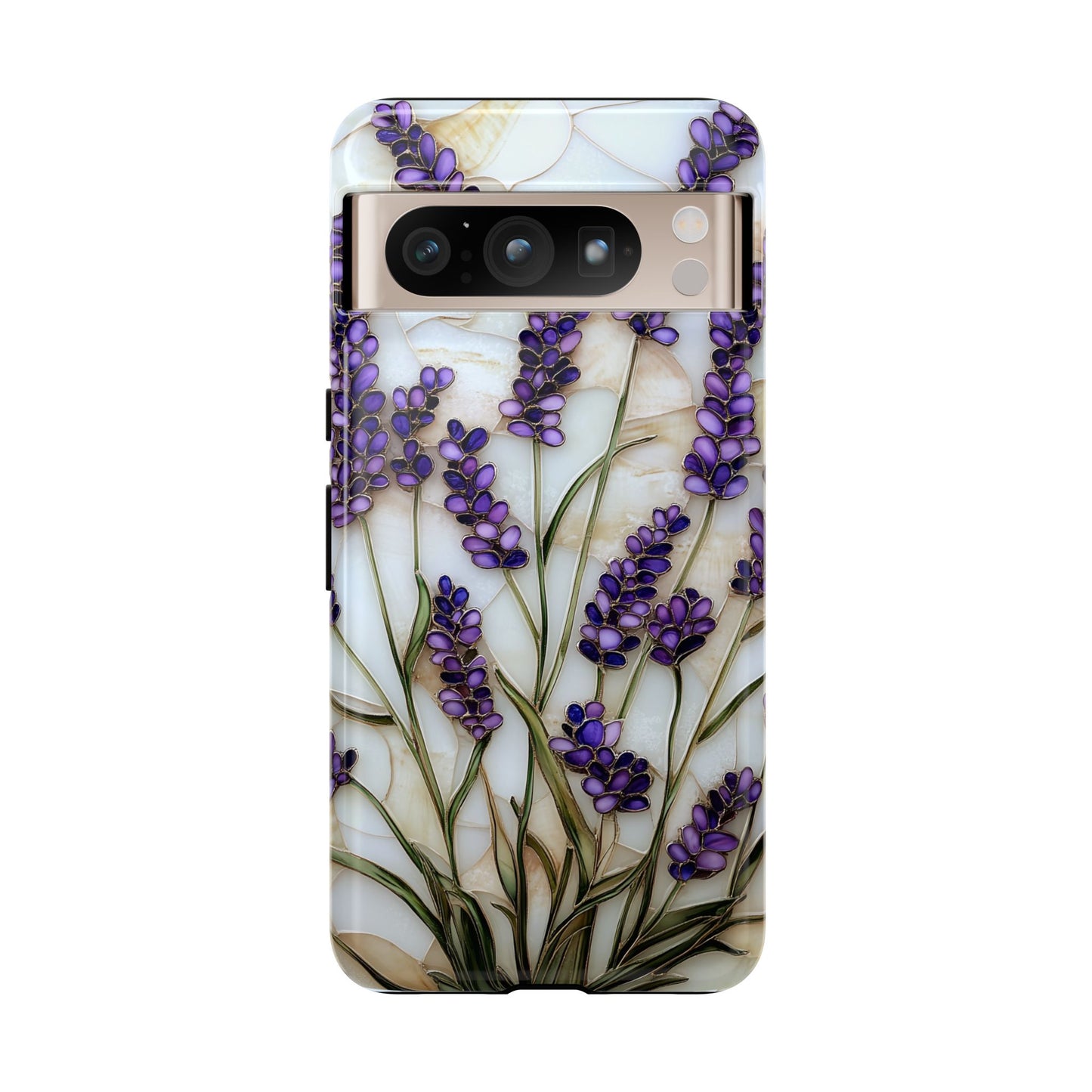Floral Phone Case With Lavender in Stained Glass Motif
