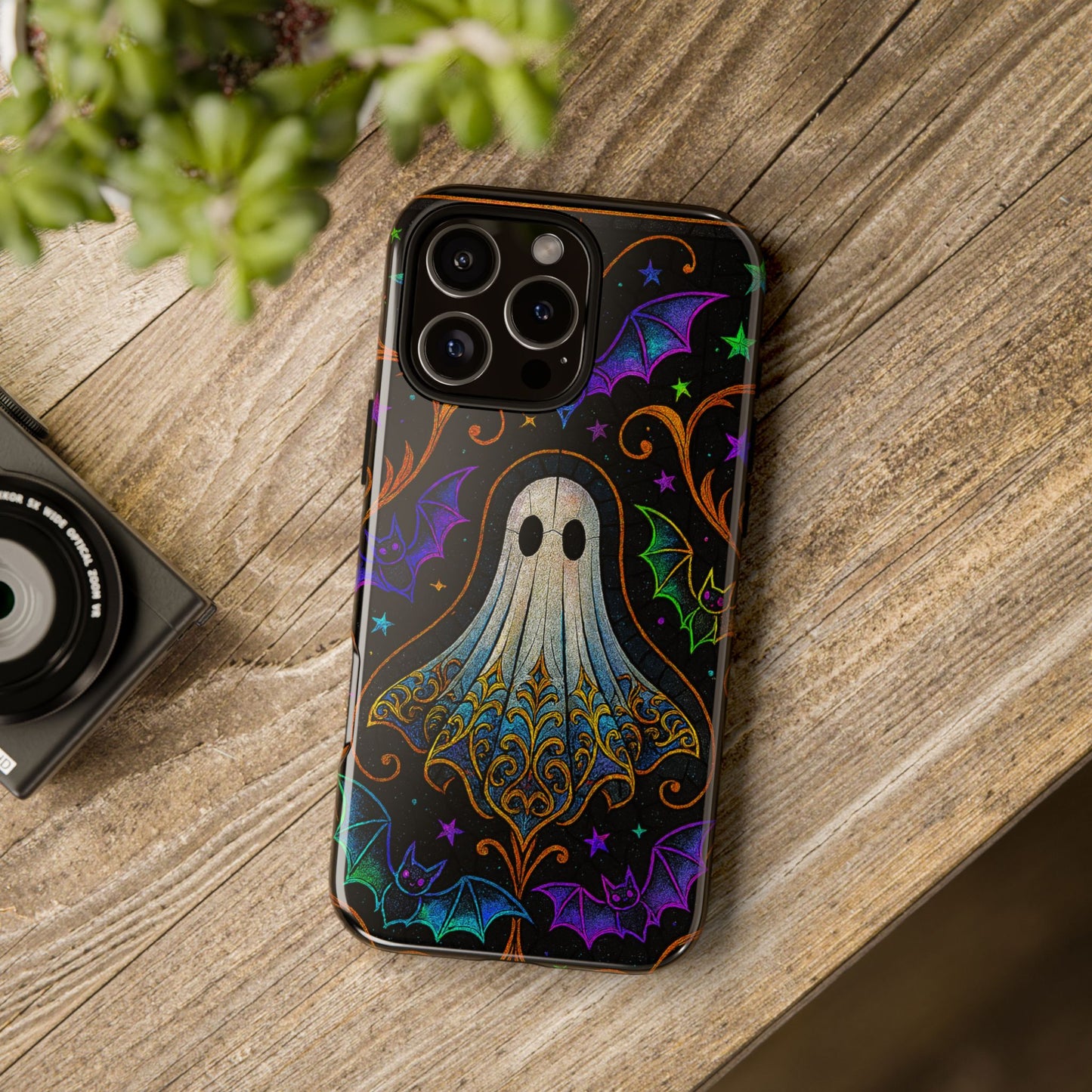 Spooky Cute Ghost Phone Cases - Adorable Neon Bats