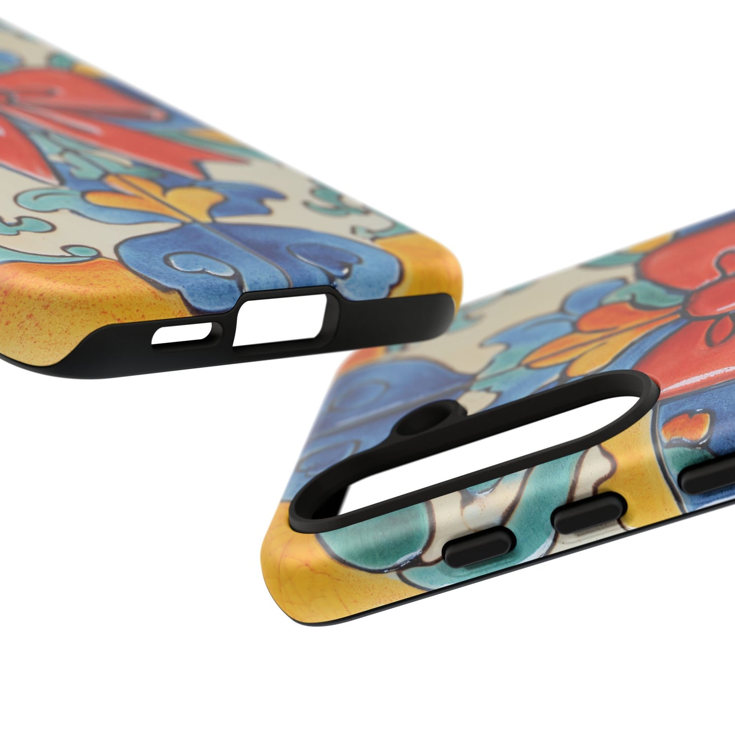 Colourful Ceramic Tile Design Phone Case With Red Bow