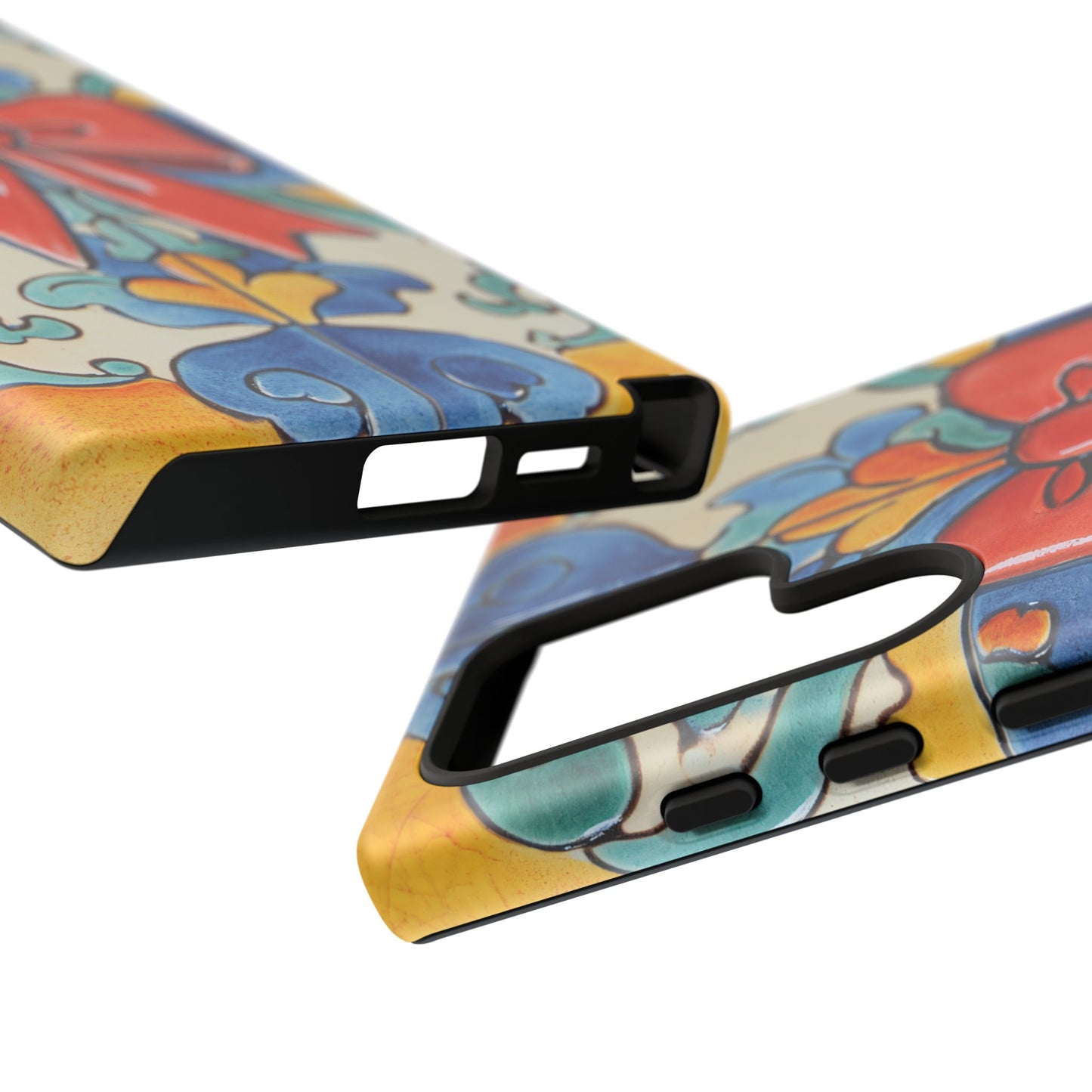 Colourful Ceramic Tile Design Phone Case With Red Bow