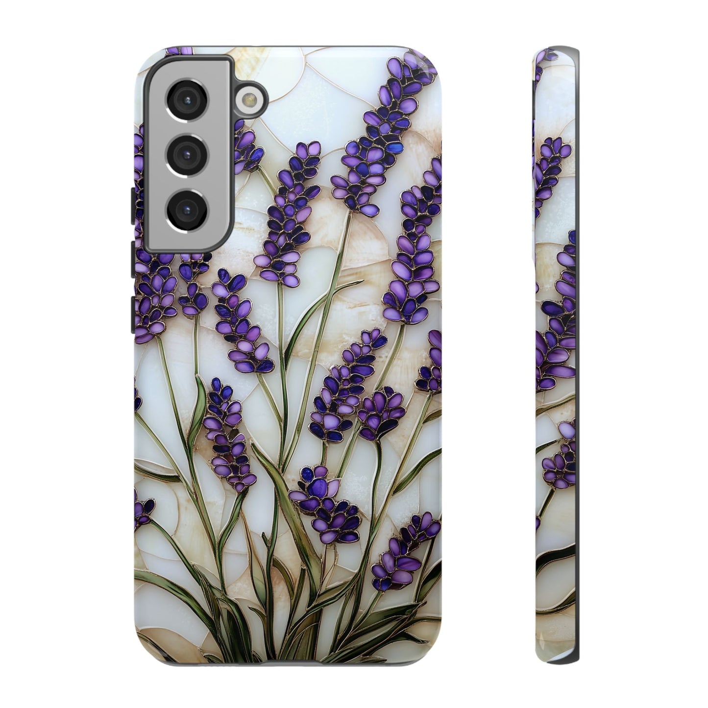 Floral Phone Case With Lavender in Stained Glass Motif