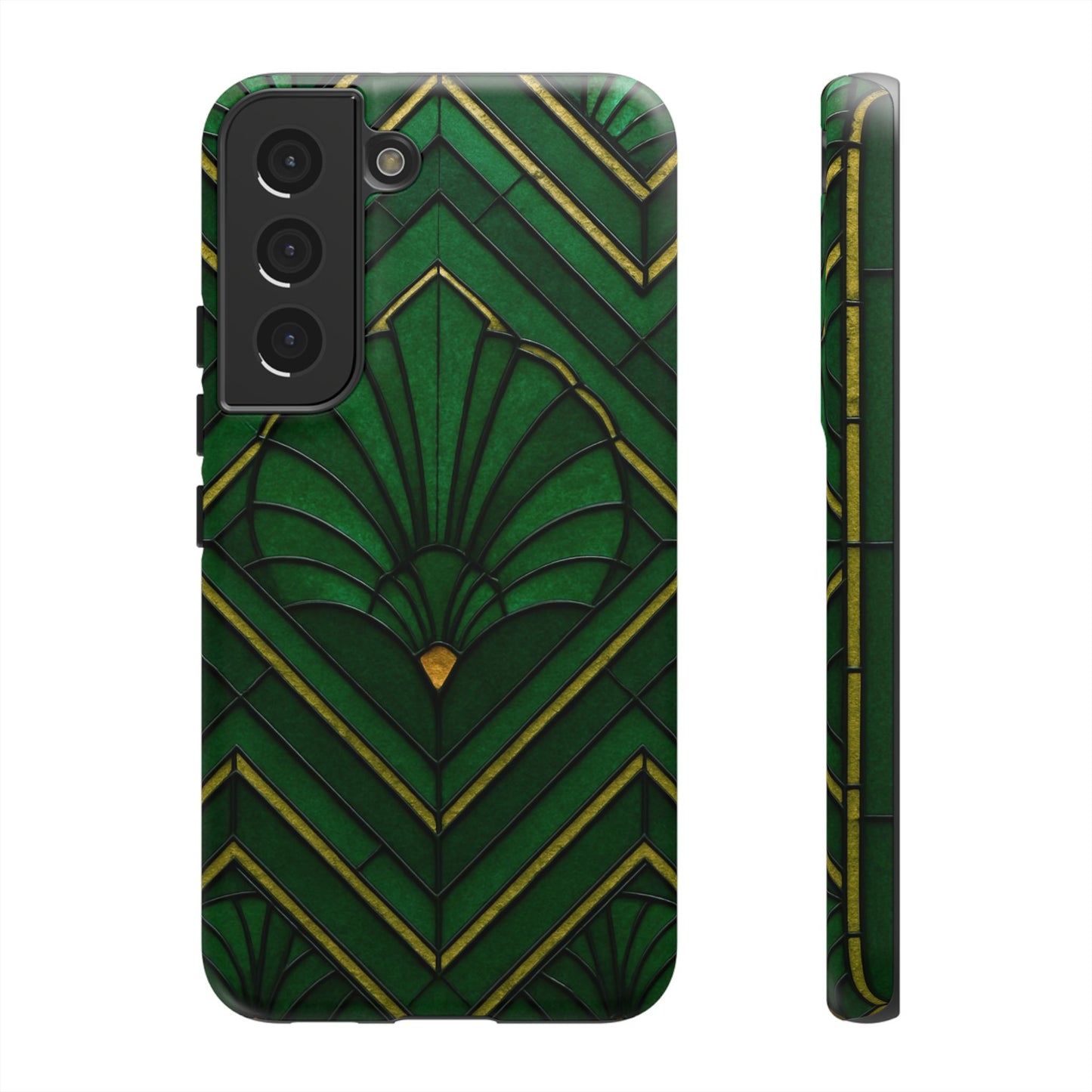 Green Art Deco Tough Phone Cases