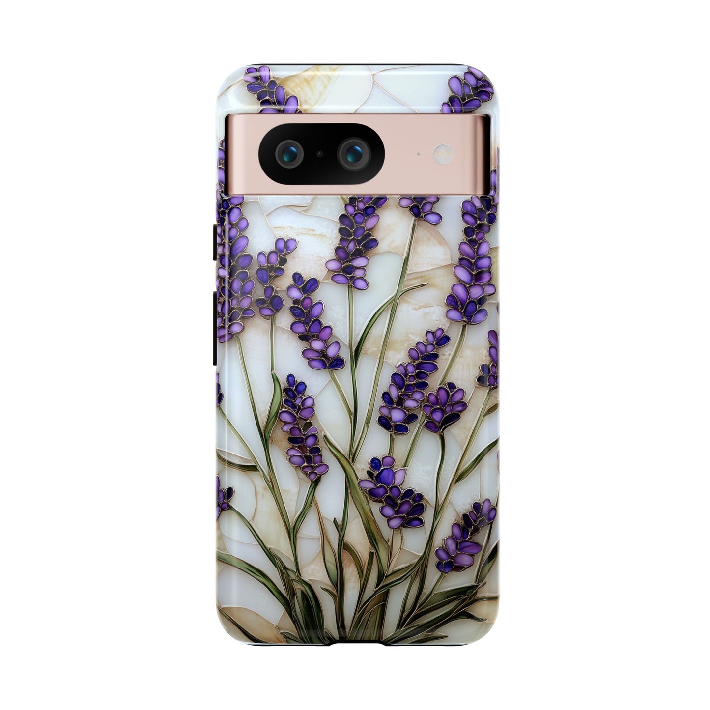 Floral Phone Case With Lavender in Stained Glass Motif