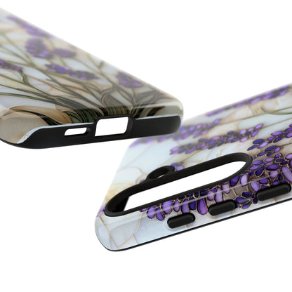 Floral Phone Case With Lavender in Stained Glass Motif