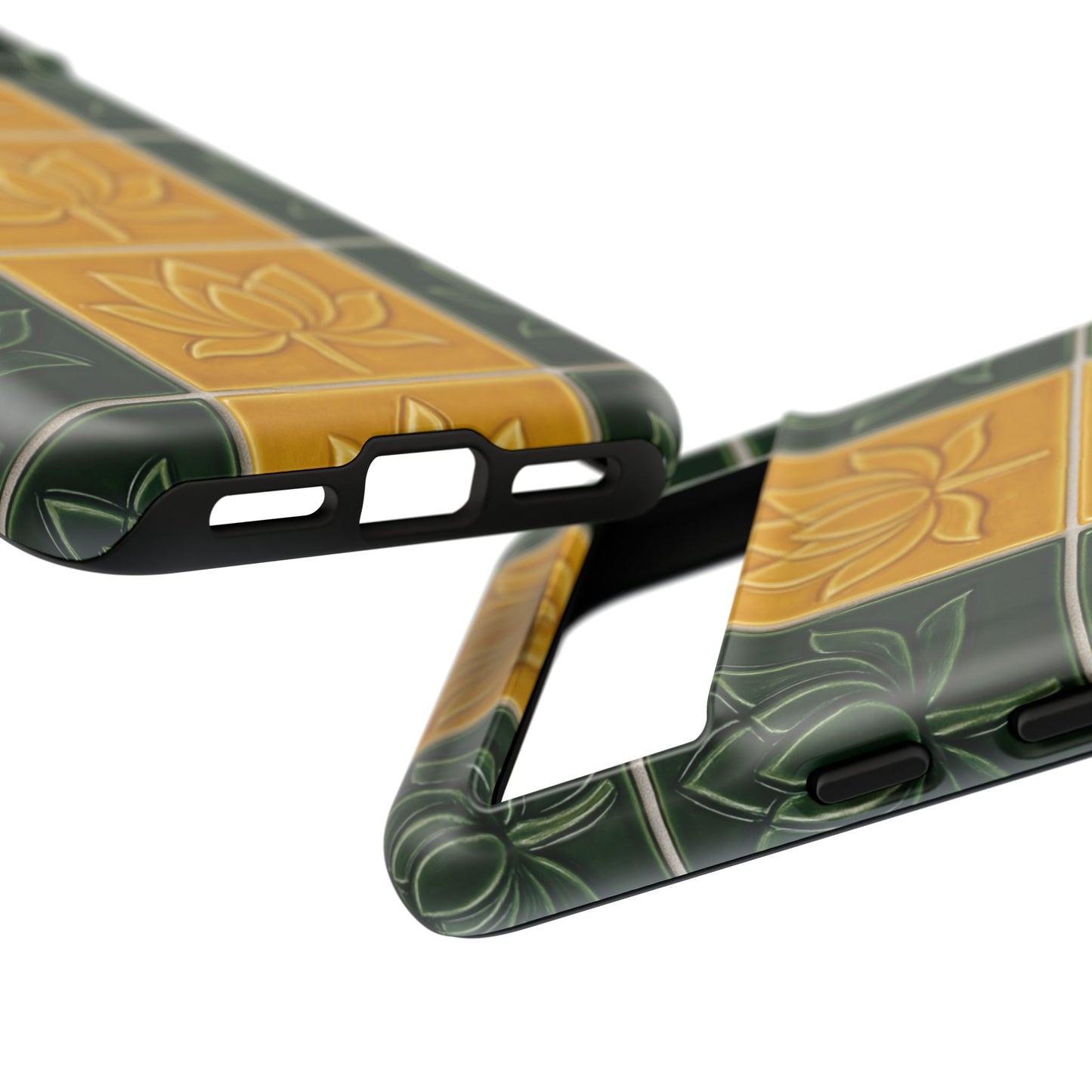 Tough Phone Cases - Mustard Yellow & Green Ceramic Tile From Caldas Da Rhaina, Portugal