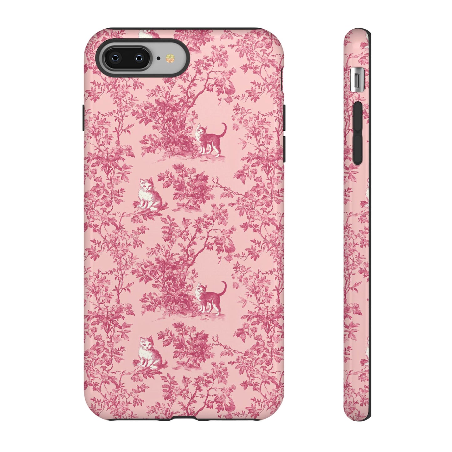 Tough Phone Cases - Cats in Pink Toile De Joyu Motif