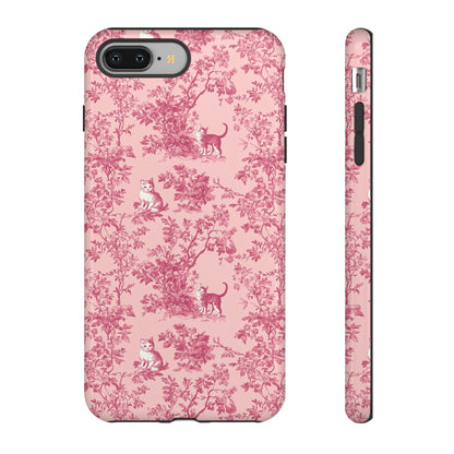 Tough Phone Cases - Cats in Pink Toile De Joyu Motif