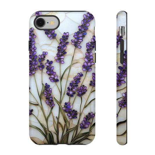 Floral Phone Case With Lavender in Stained Glass Motif