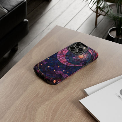Pink Moon Tough Phone Cases in  Stained Glass Design
