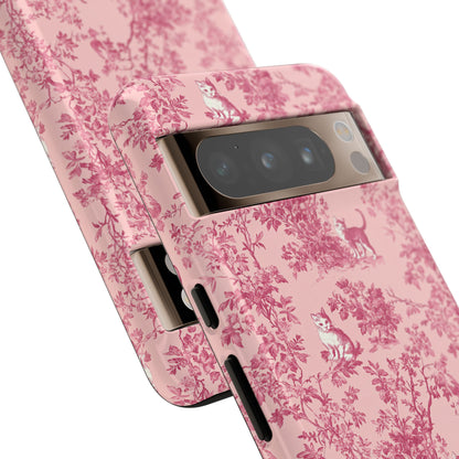 Tough Phone Cases - Cats in Pink Toile De Joyu Motif