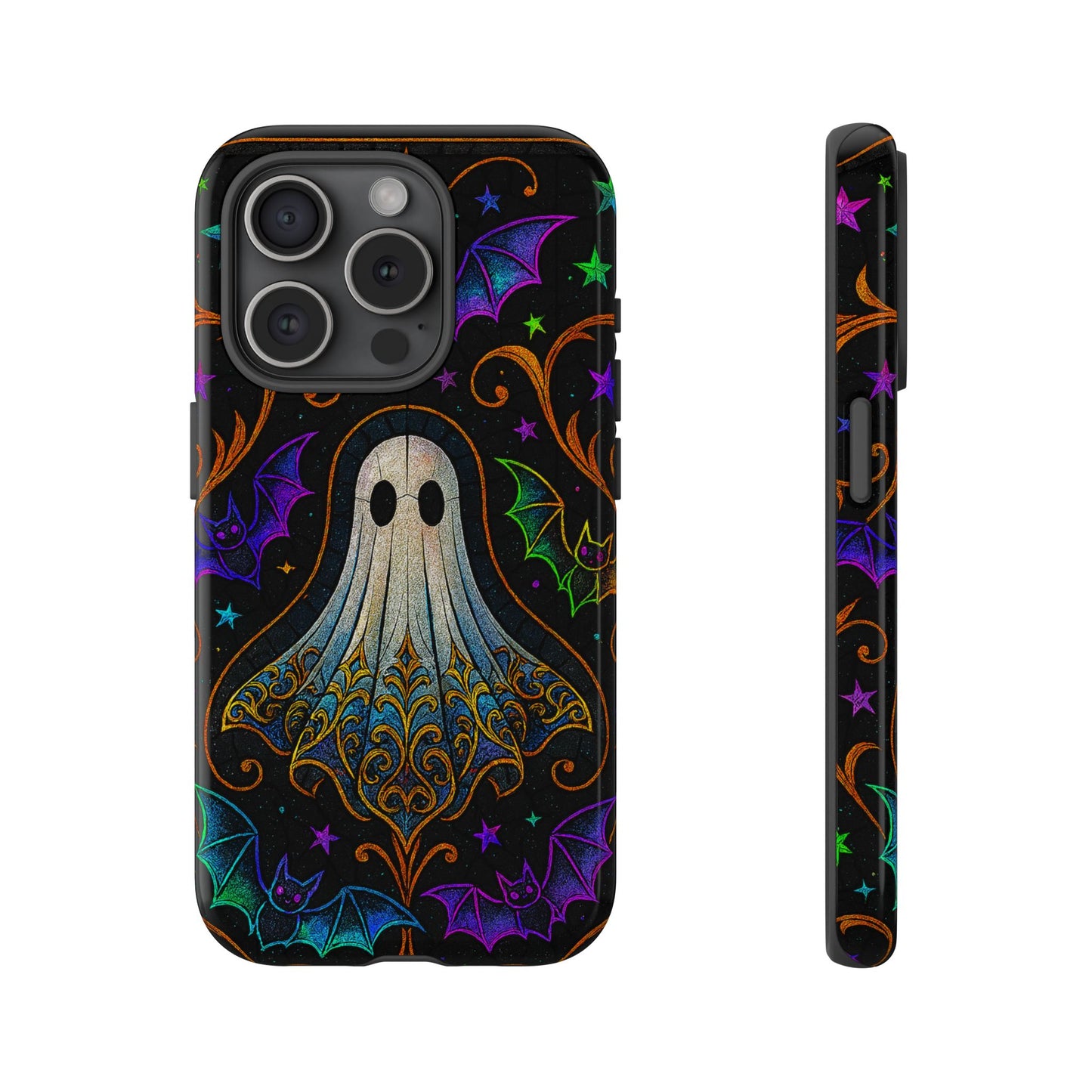 Spooky Cute Ghost Phone Cases - Adorable Neon Bats